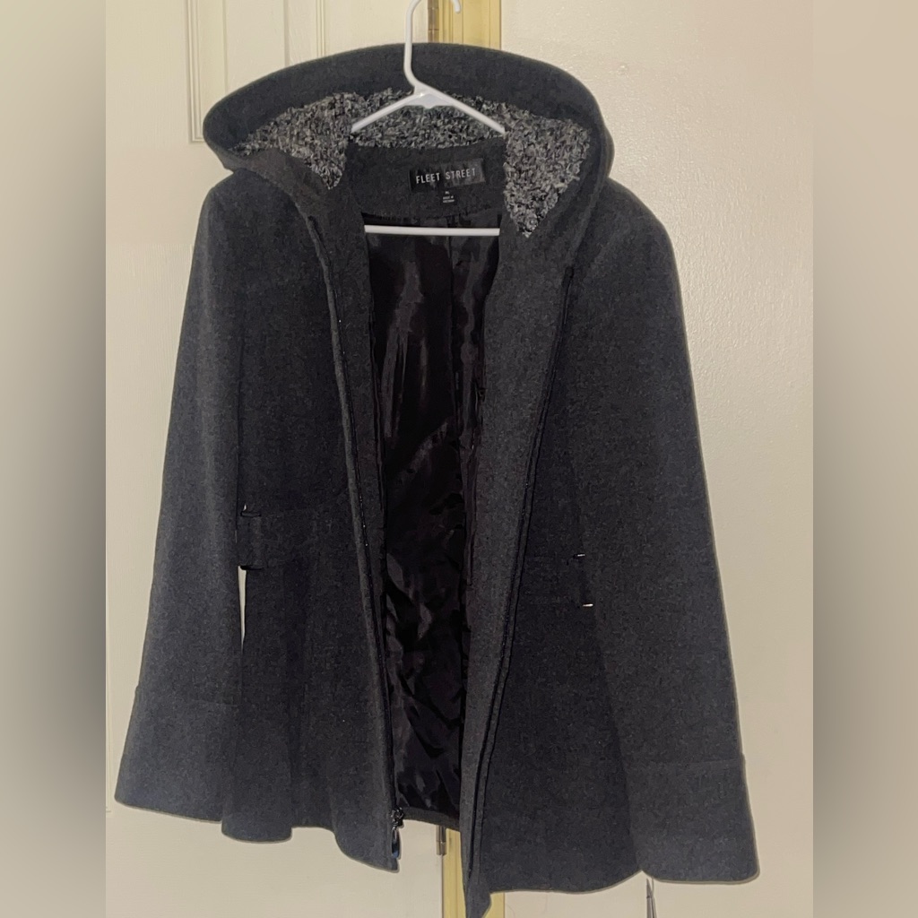 Fleet Street Wool Brand Charcol Hooded Coat